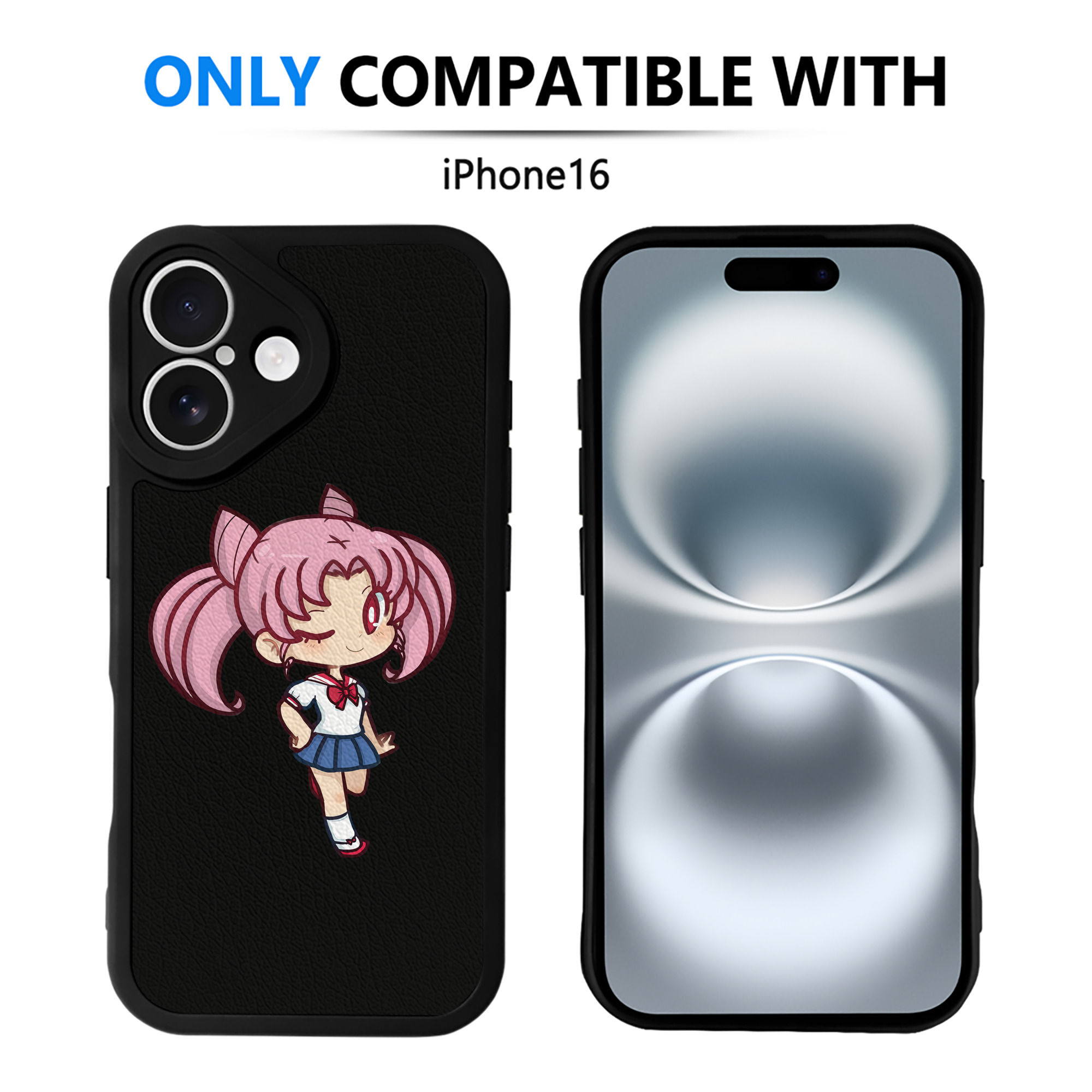 （画像用） 美少女戦士セーラームーン ちびうさ Sailor Moon Chibiusa Tsukino Usagi Small Lady Serenity 【iPhone 16シリーズ対応】シリコンスマホケース（レザー調） 材質：シリコン